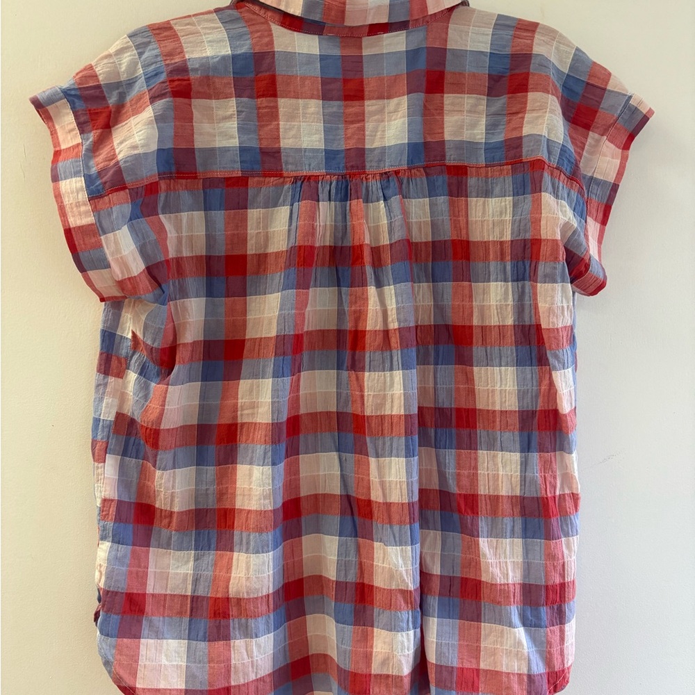 LOFT Red and Blue Plaid Shirt - Picture 2 of 5